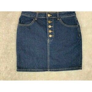 Forever 21 Size S Womens Skirt Button Fly Front Dark Wash Stretch Mini